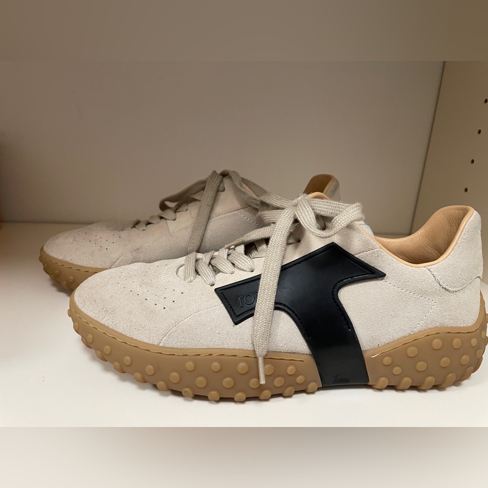 Tod's Cream and Black Sneakers Minimalist Design